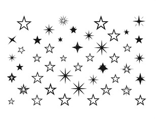 Black and white collection of various stars, arranged as a backdrop