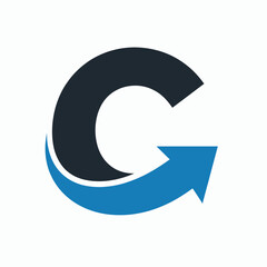 A stylized letter C with a blue arrow forming a circular shape