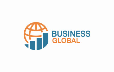 A with a globe and bar graph symbolizing business global operations orange