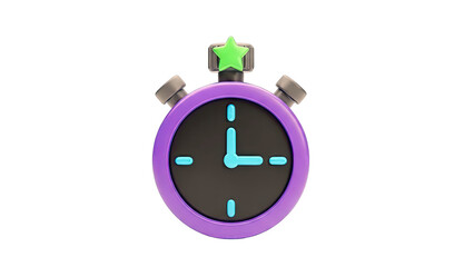3D Cartoon Stopwatch with Green Star Icon