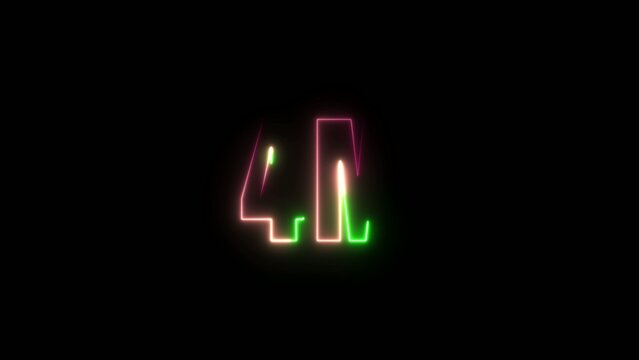 Multicolored neon glowing 4R letters with a dynamic outline on a Generate title without using the word "Title:" before it. black background