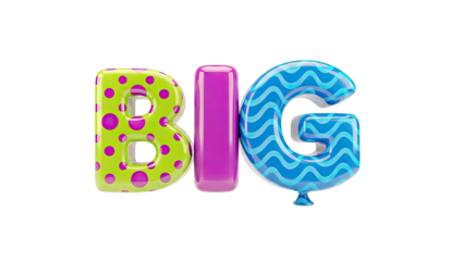 BIG text made of colorful balloons