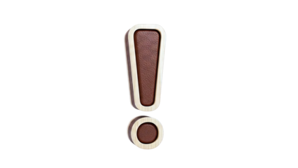 Exclamation Mark Symbol with Wood and Leather Texture