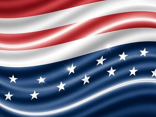 American Flag Waving Silk Fabric