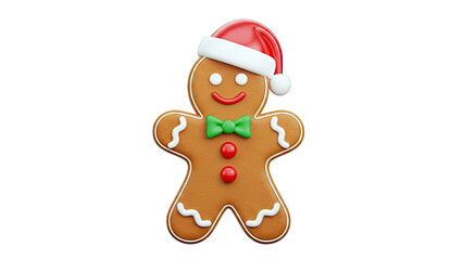 Gingerbread Man Wearing Santa Hat
