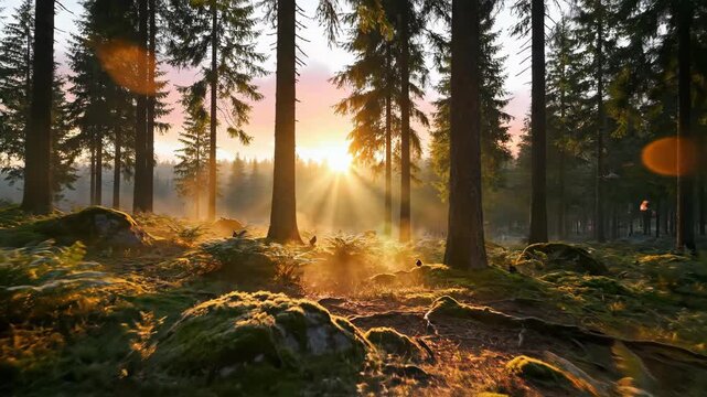 sunrise in the forestsunrise in the fores