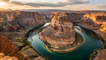 Horseshoe bend: the majestic colorado river winding through a breathtaking canyon at sunset