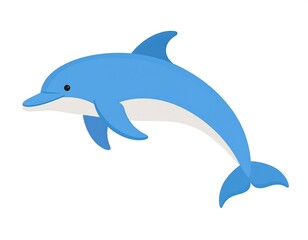Obraz premium Animated depiction of a leaping, smiling, cartoon-style ocean mammal