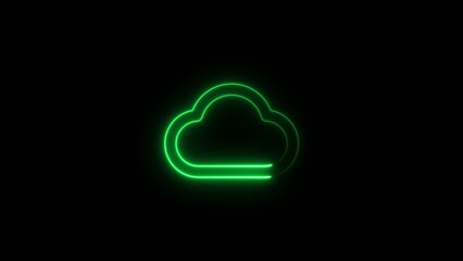 Neon green glowing cloud with smooth outline on dark Generate title without using the word "Title:" before it. background showing data storage concept © Honest_boy