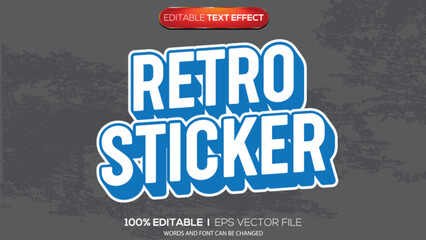 3d text effect retro sticker theme