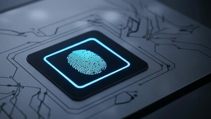 Digital Fingerprint Scanner on Circuit Board - Biometric Security - Powered by Adobe