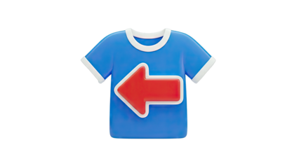 Blue T-Shirt with Red Left Arrow Icon