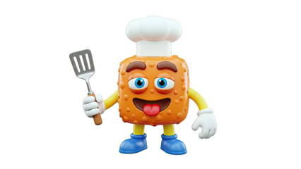 Cartoon Chef Character Holding Spatula