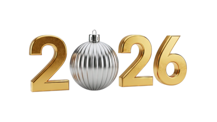 Golden 2026 with Silver Ornament