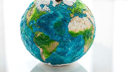 Globe Model Showing Continents and Oceans.