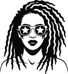 Modern Afro Black Woman Vector Illustration with Natural Hair and Confidence