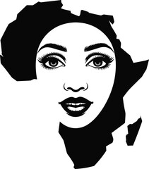 Afro Black Woman Silhouette Vector Celebrating Beauty, Strength, and Culture