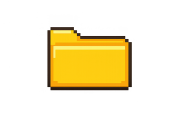Yellow pixel art folder representing digital data storage, organization, and computing files