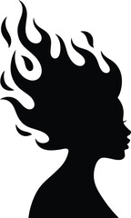 Elegant Afro Black Woman Vector Illustration with Natural Hair Silhouette