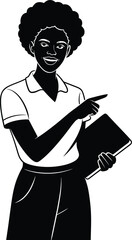 Afro Black Woman Teacher Silhouette Clipart. Black Woman Teacher Vector Illustration.