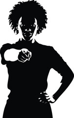 Elegant Afro Black Woman Vector Illustration with Natural Hair Silhouette