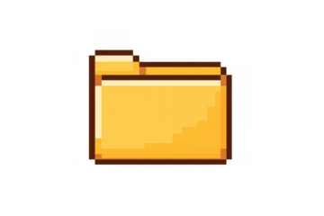Pixel art folder icon representing data organization, digital file storage, and traditional document management