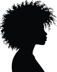 Elegant Afro Black Woman Vector Illustration with Natural Hair Silhouette