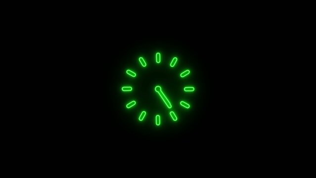 Neon style digital clock showing eleven ten with glowing green lines on dark Generate title without using the word "Title:" before it. background time