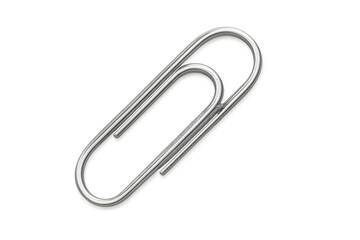 Silver metal paperclip holding documents office supply