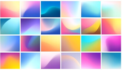 Fototapeta premium Collection of vibrant, smooth gradient backgrounds in a grid pattern