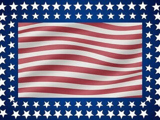 American Flag Stripes Pattern with Star Border