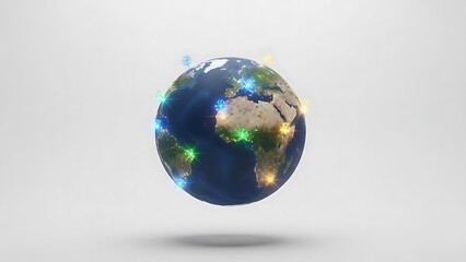 Fototapeta premium Globe with Lights on White Background.