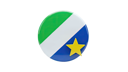 Circular Emblem with Green, White, Blue Stripes and Yellow Star