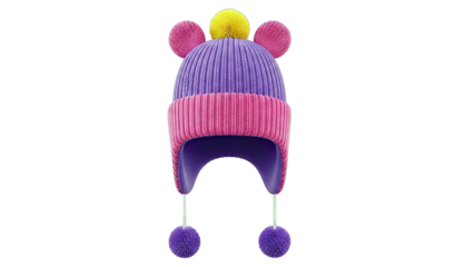 Children's Knit Hat with Pom-Poms and Ear Flaps