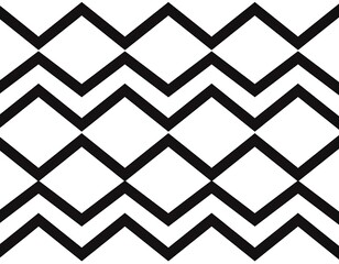 Black and white repeating zigzag pattern, simple and abstract