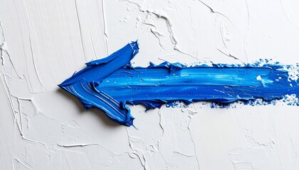 Thick textured white background with a large blue arrow pointing to the left