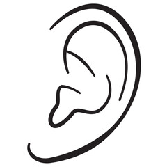 聴覚や健康をイメージした人間の耳のシンプルなベクターイラスト