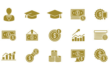 Personal Finance Money Management Icon Set Budget Planning Savings Goal Investment Portfolio Expense Tracking Financial Literacy Wealth Building Educational Infographic Black White