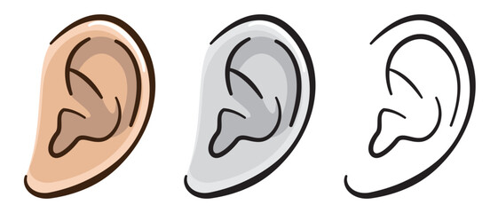 聴覚や健康をイメージした人間の耳のシンプルなベクターイラスト