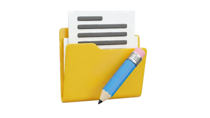 Folder with Documents and Pencil Icon