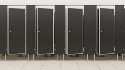 Public Restroom Stalls Modern Privacy in a Commercial Space.