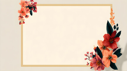 frame with flowers and butterflies