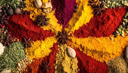 Colorful Spice Assortment: Culinary Flavors and Aromas