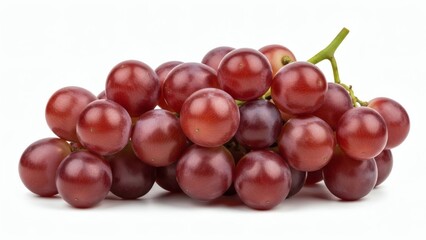 Crimson Cluster Fresh Red Grapes on White Background.