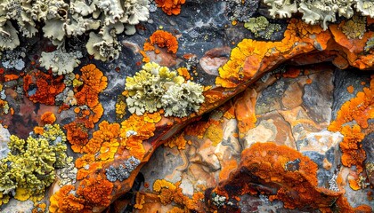 Colorful Lichen on Rock Surface Texture