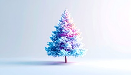 Illuminated stylized Christmas tree, colorful frosted silhouette