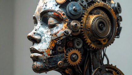Mechanical Woman Portrait: Steampunk Style, Artificial Intelligence