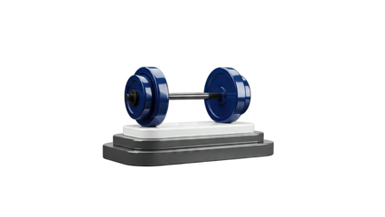Blue Dumbbell Trophy on Display Stand