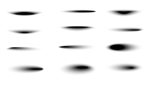 Set of realistic round shadows. Soft circular shadow effects for posters, flyers, business cards, and banners.