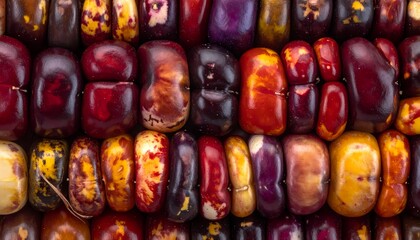 Close-up of Colorful Ornamental Corn Kernels